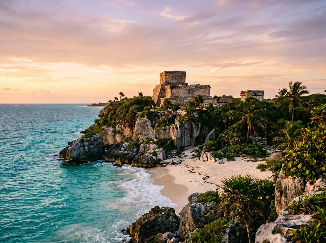 Ruinas de Tulum frente al mar Caribe
